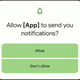 A screenshot of the notification permissions function